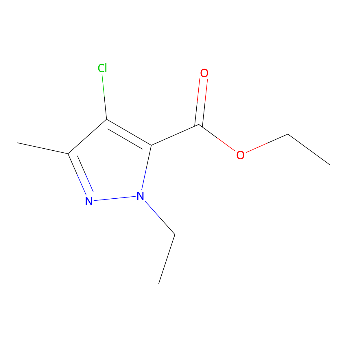 Ethyl 4-chloro-1-ethyl-3-methyl-1H-pyrazole-5-carboxylate molecular structure, CAS 128537-47-3