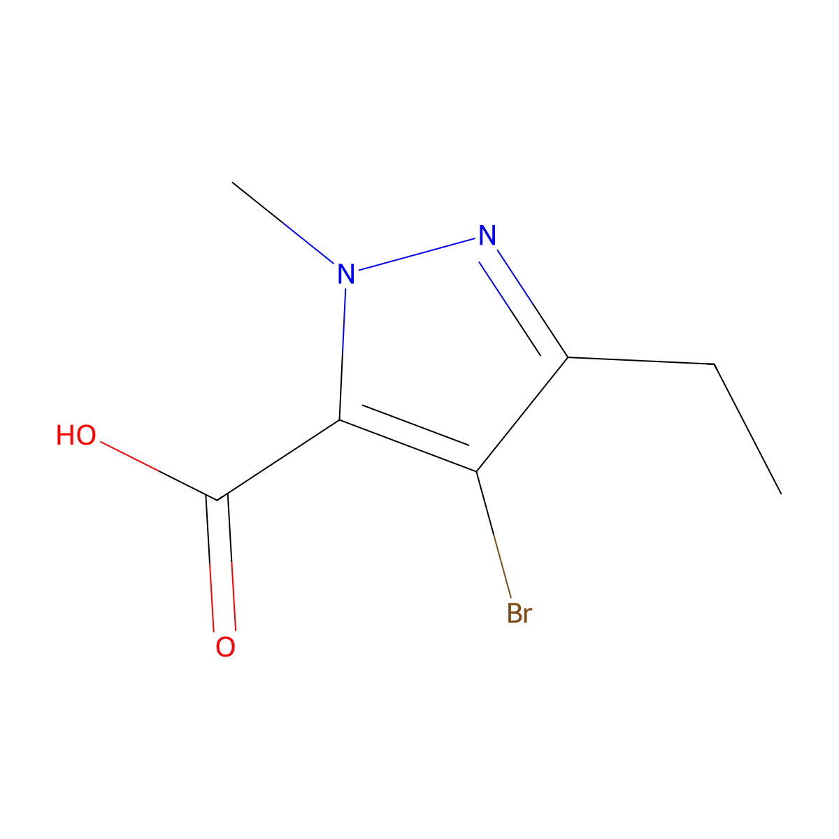 4-Bromo-3-ethyl-1-methyl-1H-pyrazole-5-carboxylic acid molecular structure, CAS 128537-48-4