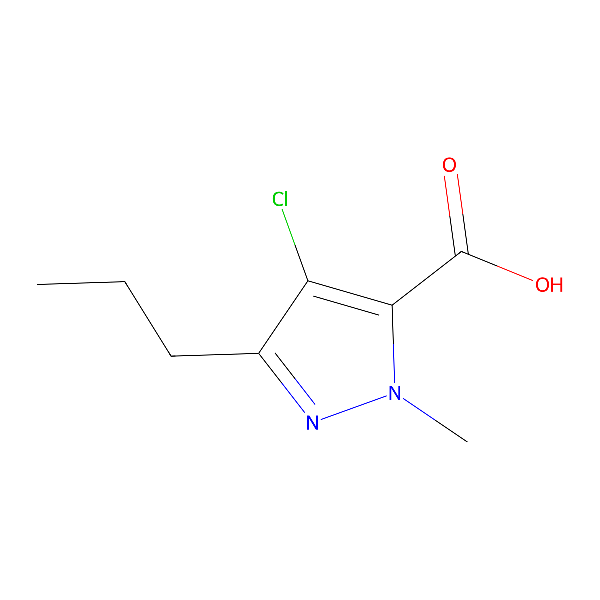 4-Chloro-1-methyl-3-propyl-1H-pyrazole-5-carboxylic acid molecular structure, CAS 128537-49-5