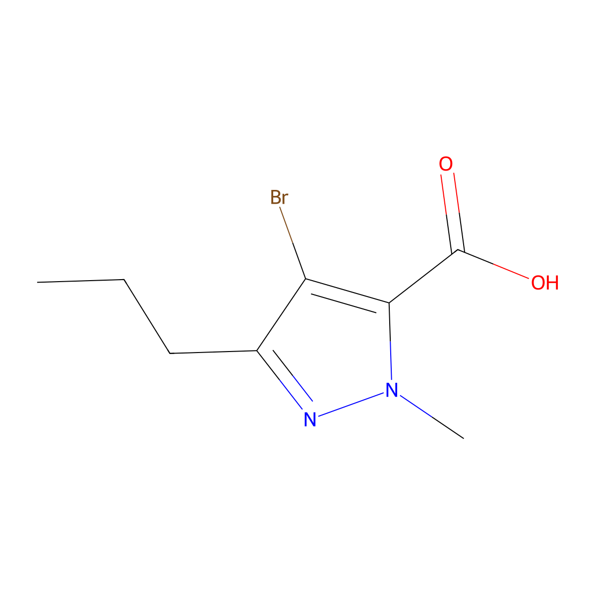 4-Bromo-1-methyl-3-propyl-1H-pyrazole-5-carboxylic acid molecular structure, CAS 128537-50-8