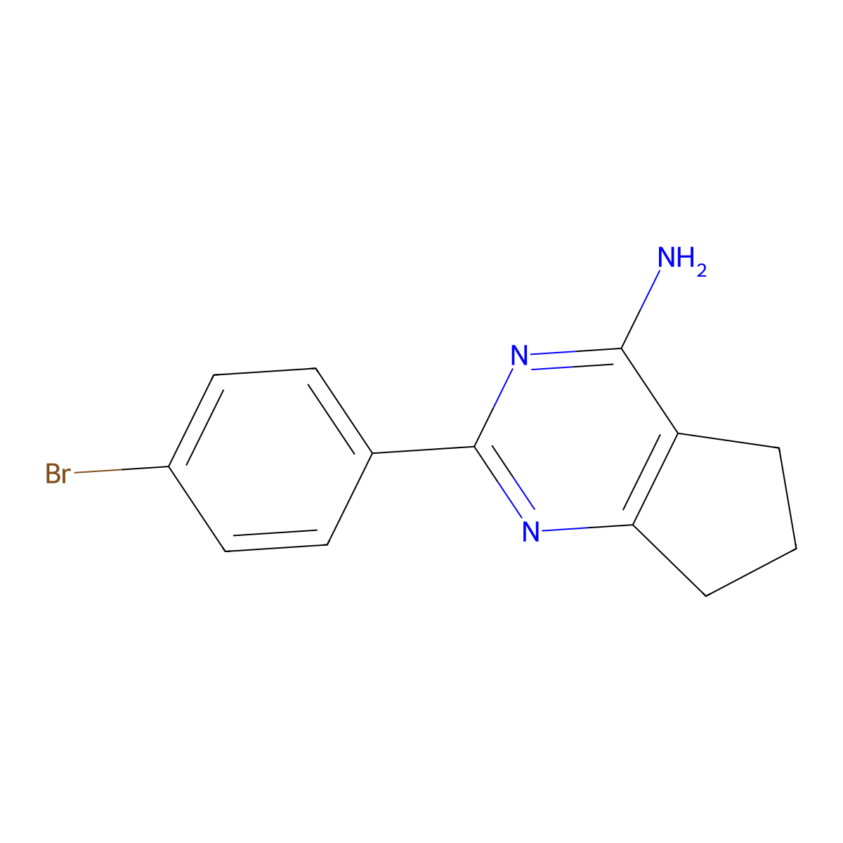 2-(4-bromophenyl)-6,7-dihydro-5H-cyclopenta[d]pyrimidin-4-amine molecular structure, CAS 1285382-33-3