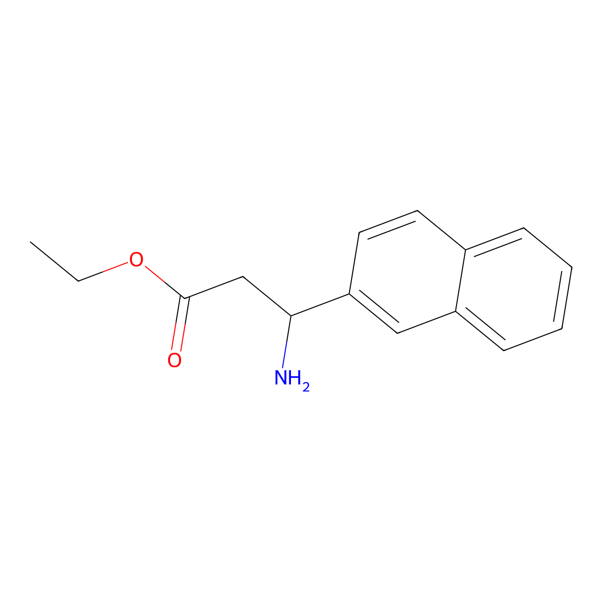 ethyl (3S)-3-amino-3-(naphthalen-2-yl)propanoate molecular structure, CAS 1285389-39-0