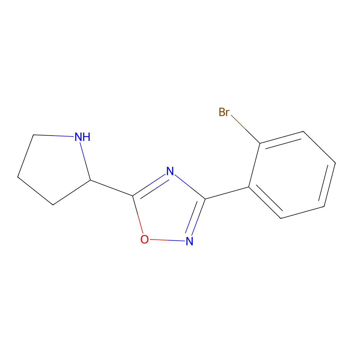 3-(2-Bromophenyl)-5-(pyrrolidin-2-yl)-1,2,4-oxadiazole molecular structure, CAS 1285394-07-1