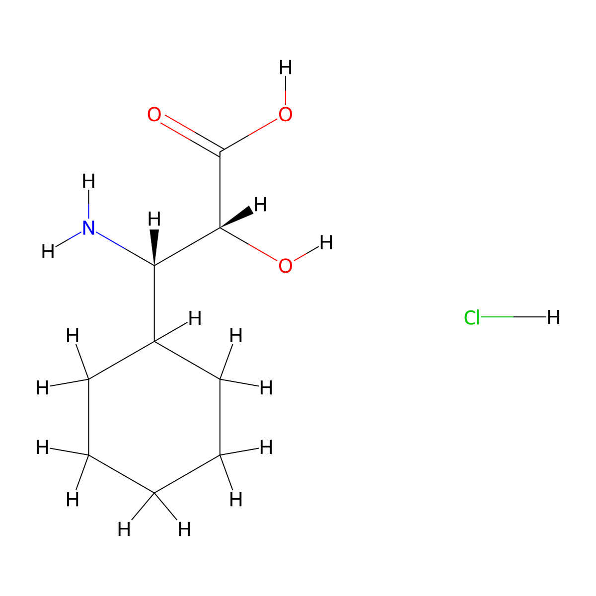 (2R,3S)-3-amino-3-cyclohexyl-2-hydroxypropanoic acid hydrochloride molecular structure, CAS 128540-57-8