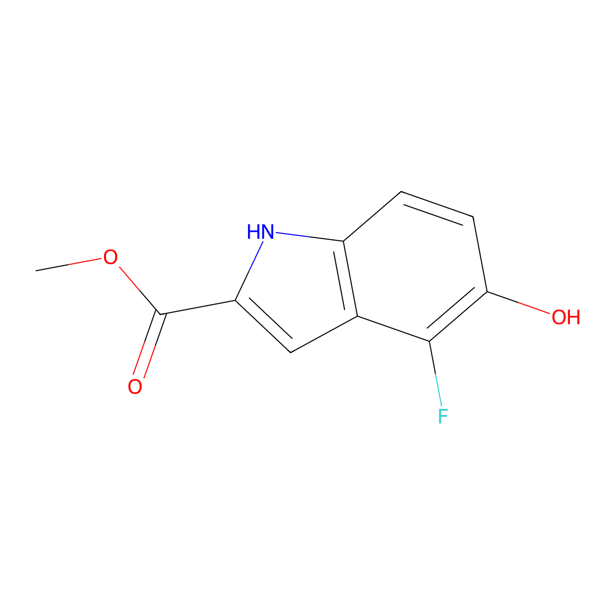 methyl 4-fluoro-5-hydroxy-1H-indole-2-carboxylate molecular structure, CAS 1285403-82-8