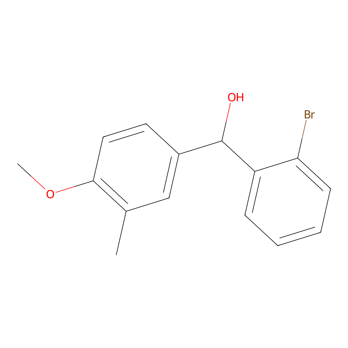 (2-Bromophenyl)(4-methoxy-3-methylphenyl)methanol molecular structure, CAS 1285406-94-1