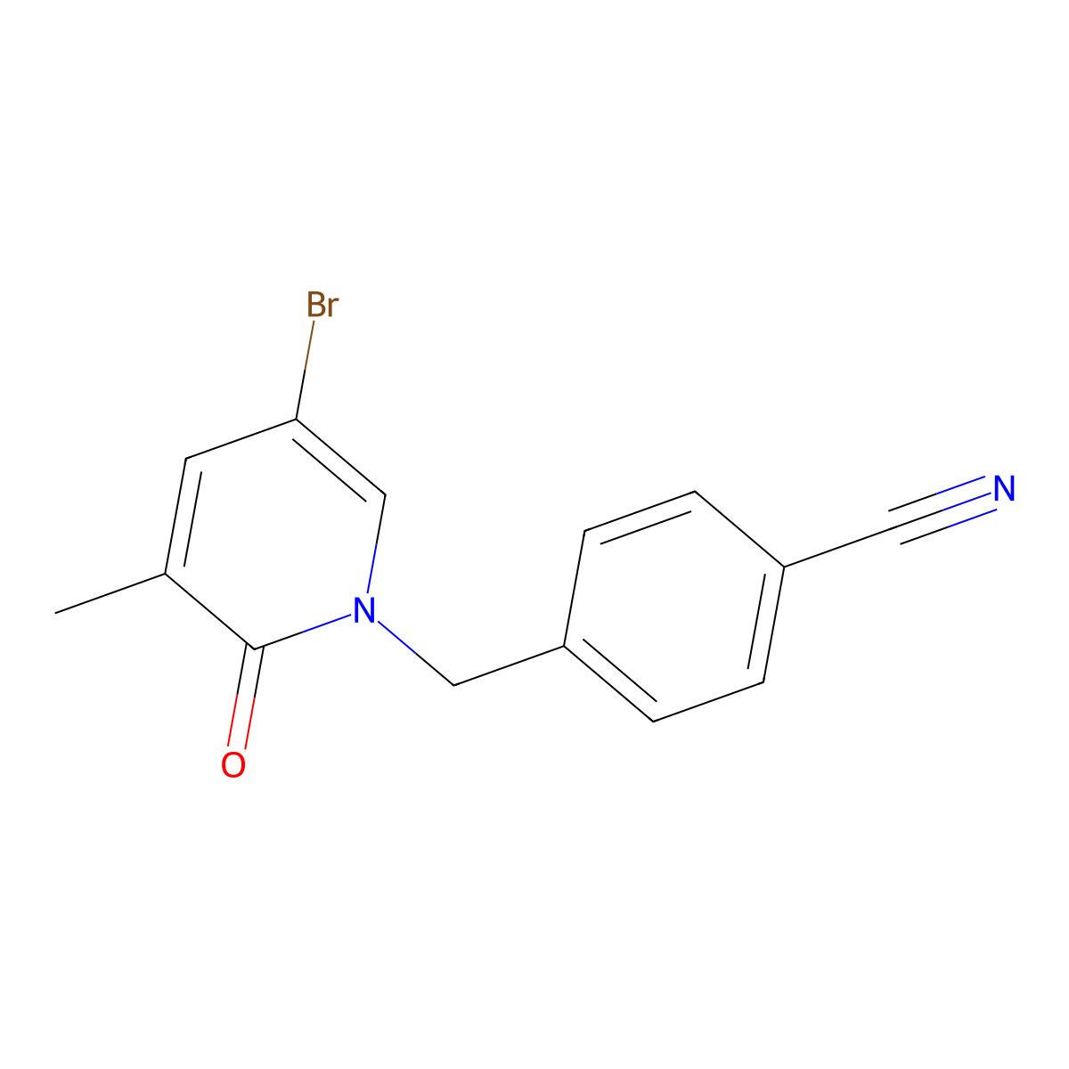 4-((5-Bromo-3-methyl-2-oxopyridin-1(2H)-yl)methyl)benzonitrile molecular structure, CAS 1285464-62-1