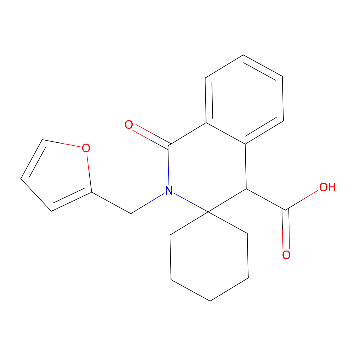 2'-(2-Furylmethyl)-1'-oxo-1',4'-dihydro-2'H-spiro[cyclohexane-1,3'-isoquinoline]-4'-carboxylic acid molecular structure, CAS 1285474-88-5