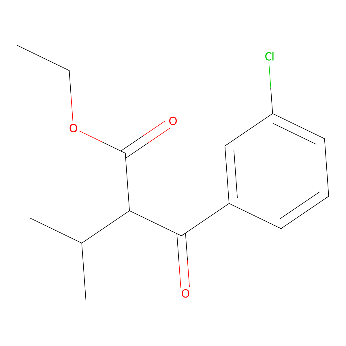 Ethyl 2-(3-chlorobenzoyl)-3-methylbutanoate molecular structure, CAS 1285476-25-6