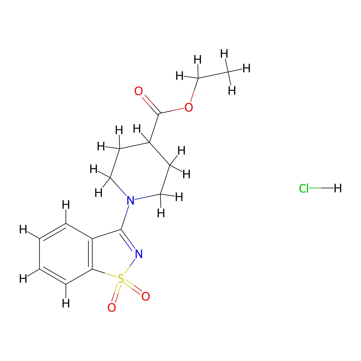 Ethyl 1-(1,1-dioxidobenzo[d]isothiazol-3-yl)piperidine-4-carboxylate hydrochloride molecular structure, CAS 1285504-67-7