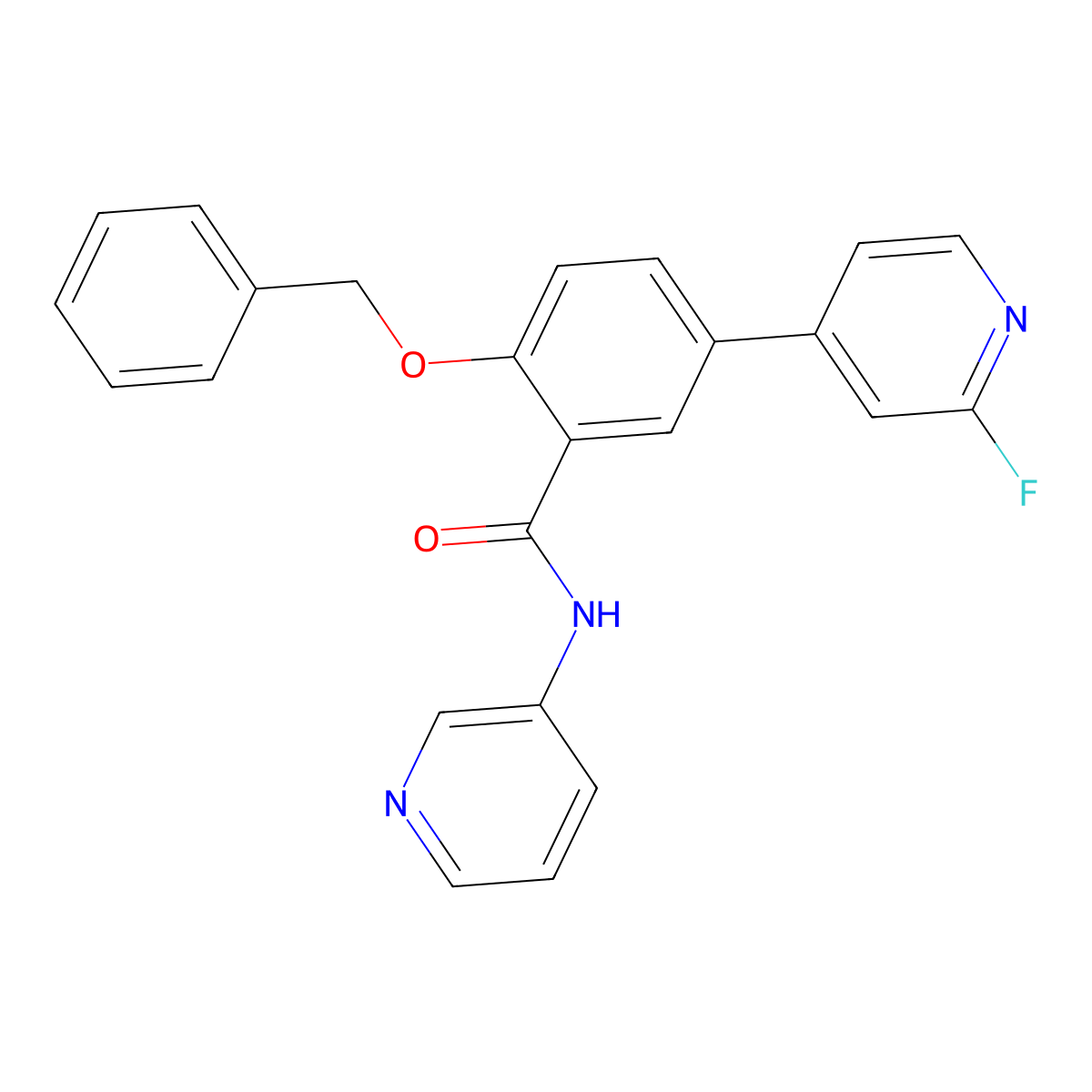 2-(benzyloxy)-5-(2-fluoropyridin-4-yl)-N-(pyridin-3-yl)benzamide molecular structure, CAS 1285515-21-0