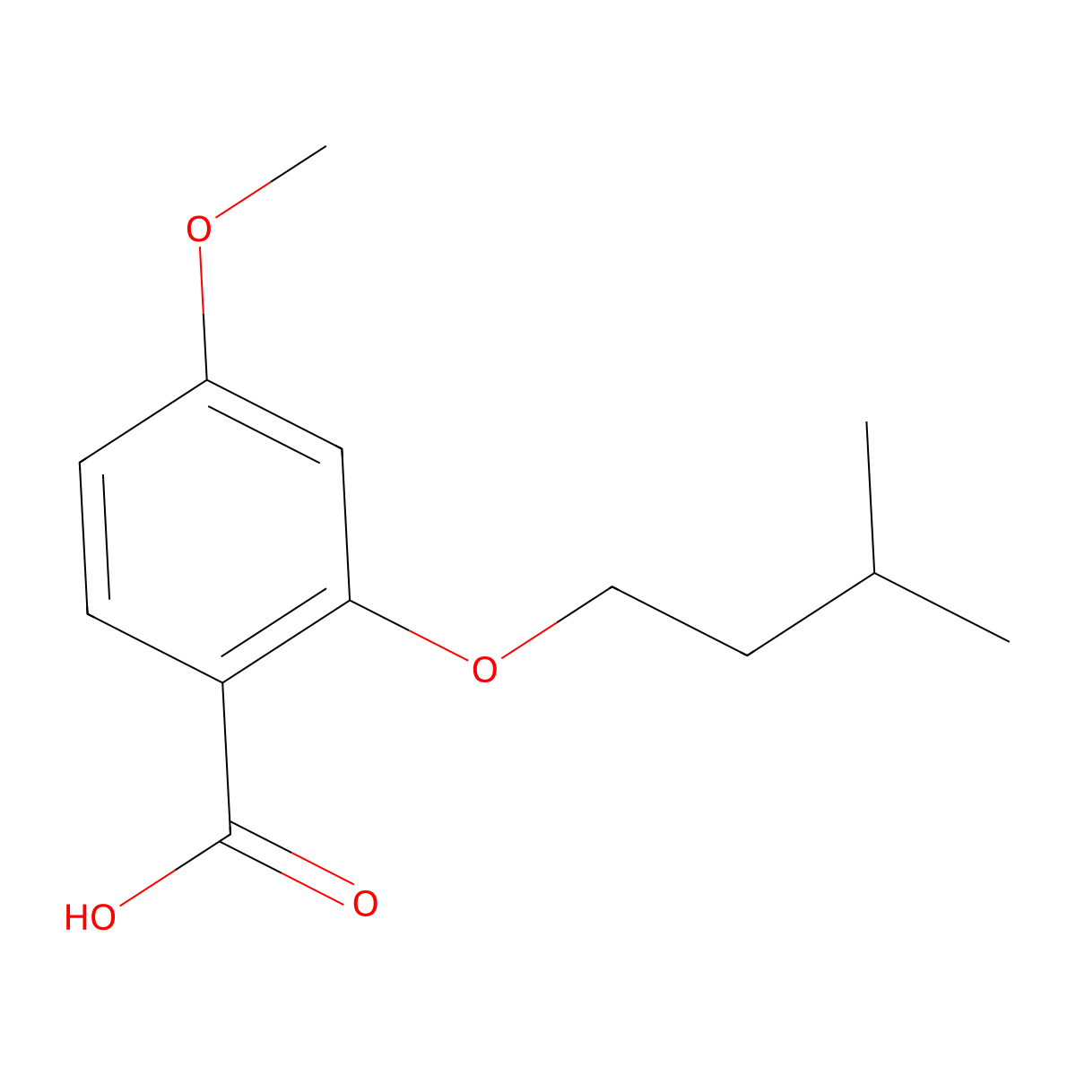4-Methoxy-2-(3-methylbutoxy)benzoic acid molecular structure, CAS 1285556-26-4