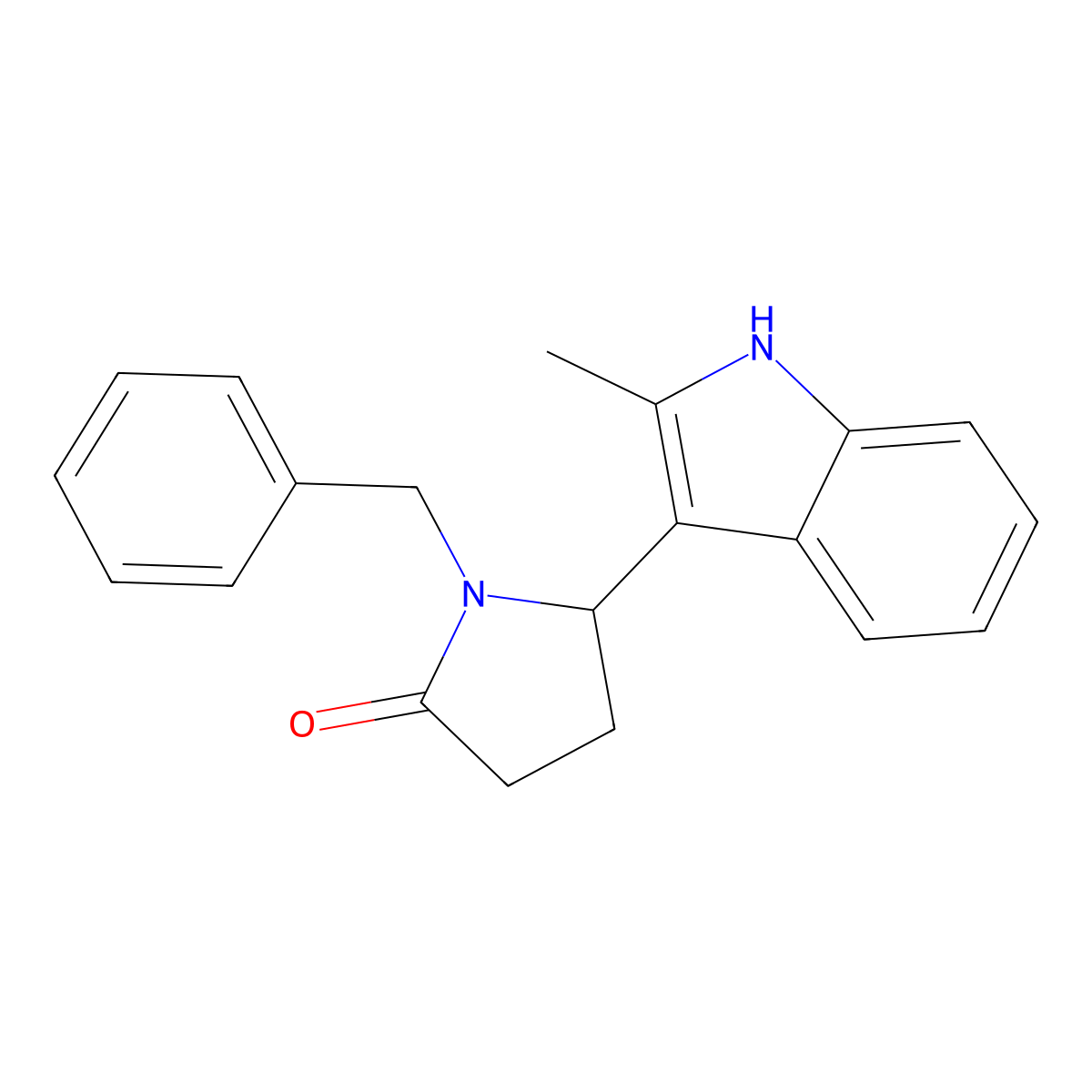 1-benzyl-5-(2-methyl-1H-indol-3-yl)-2-pyrrolidinone molecular structure, CAS 1285559-99-0