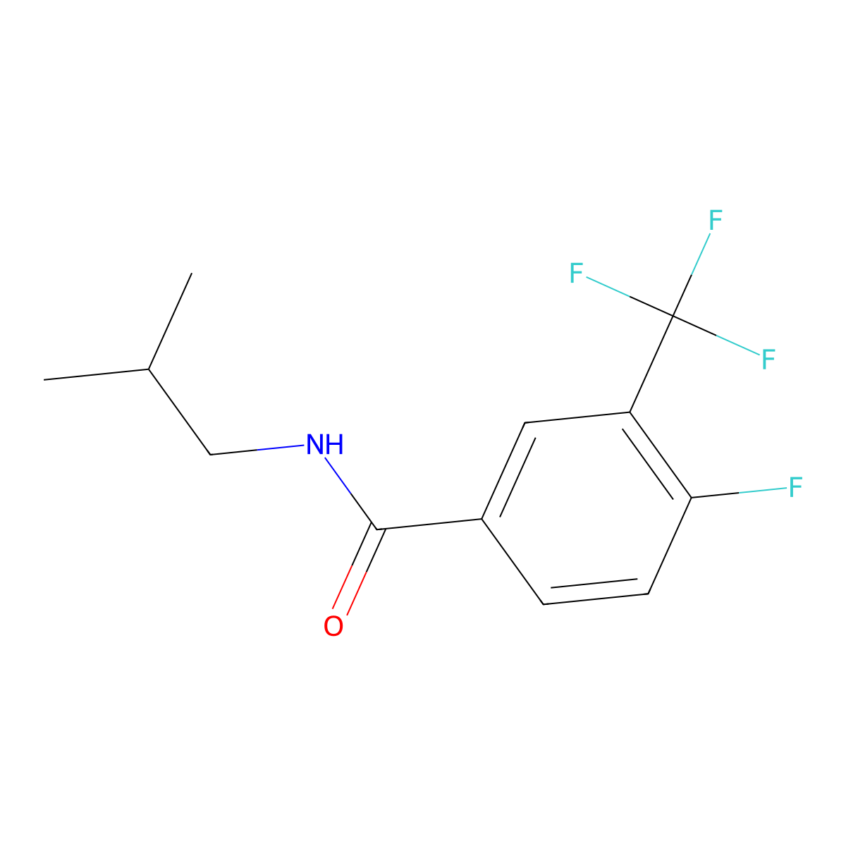 4-fluoro-N-(2-methylpropyl)-3-(trifluoromethyl)benzamide molecular structure, CAS 1285561-76-3
