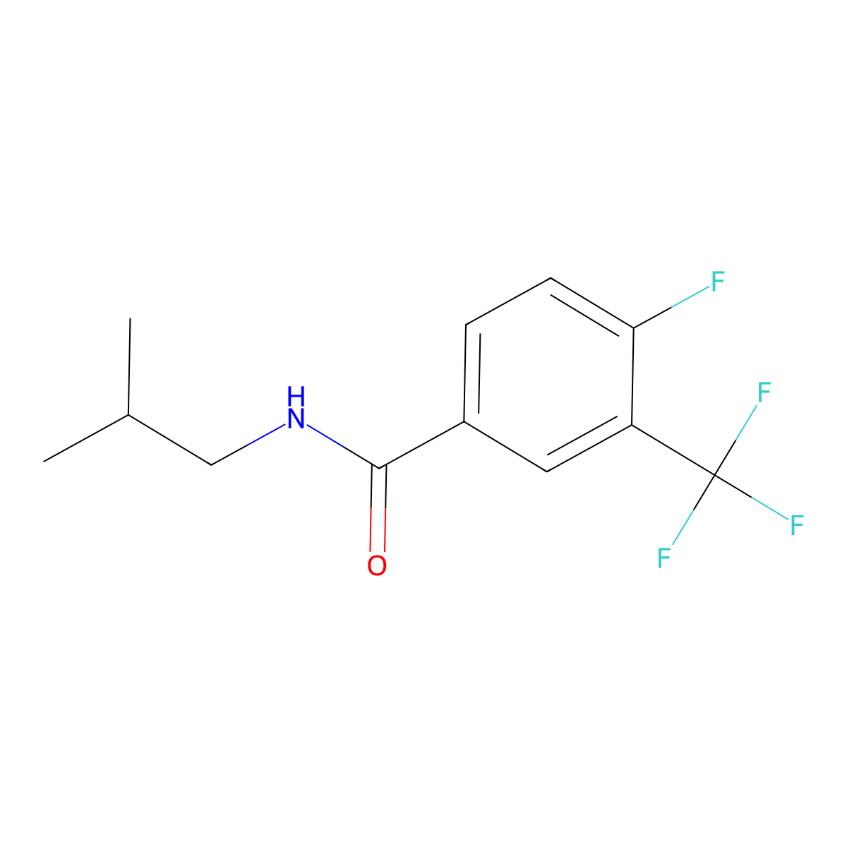 4-fluoro-N-(2-methylpropyl)-3-(trifluoromethyl)benzamide molecular structure, CAS 1285561-76-3