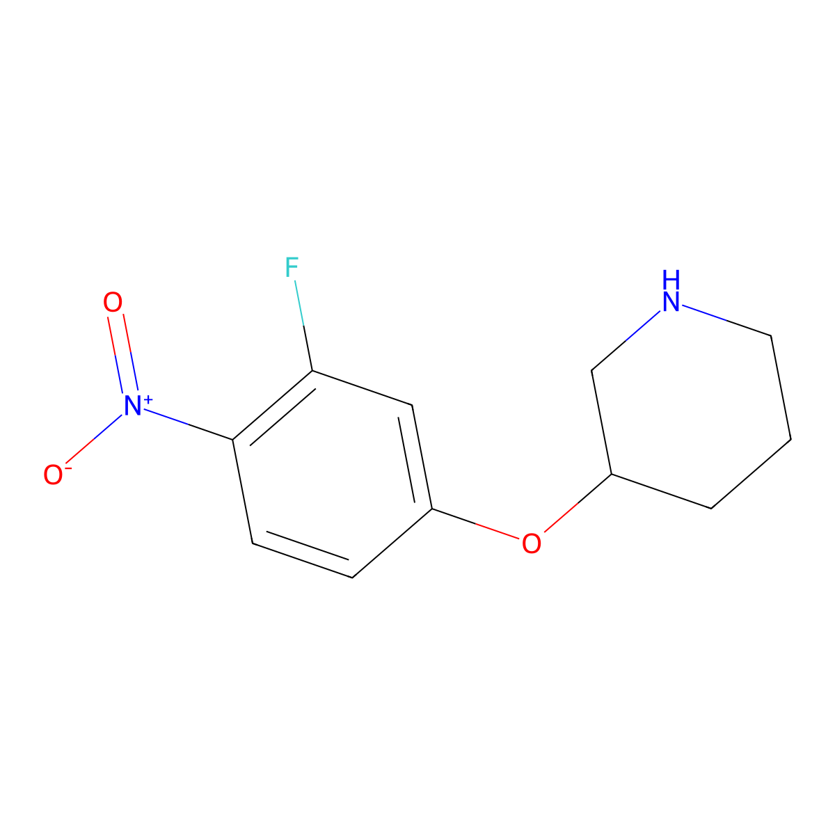 3-(3-Fluoro-4-nitrophenoxy)piperidine molecular structure, CAS 1285572-27-1