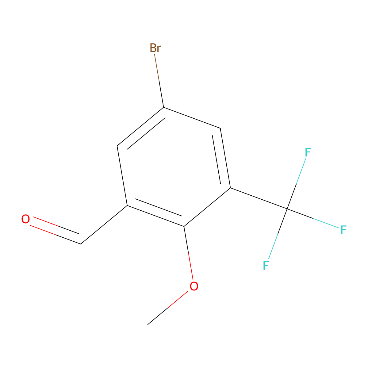 5-Bromo-2-methoxy-3-(trifluoromethyl)benzaldehyde molecular structure, CAS 1285573-52-5