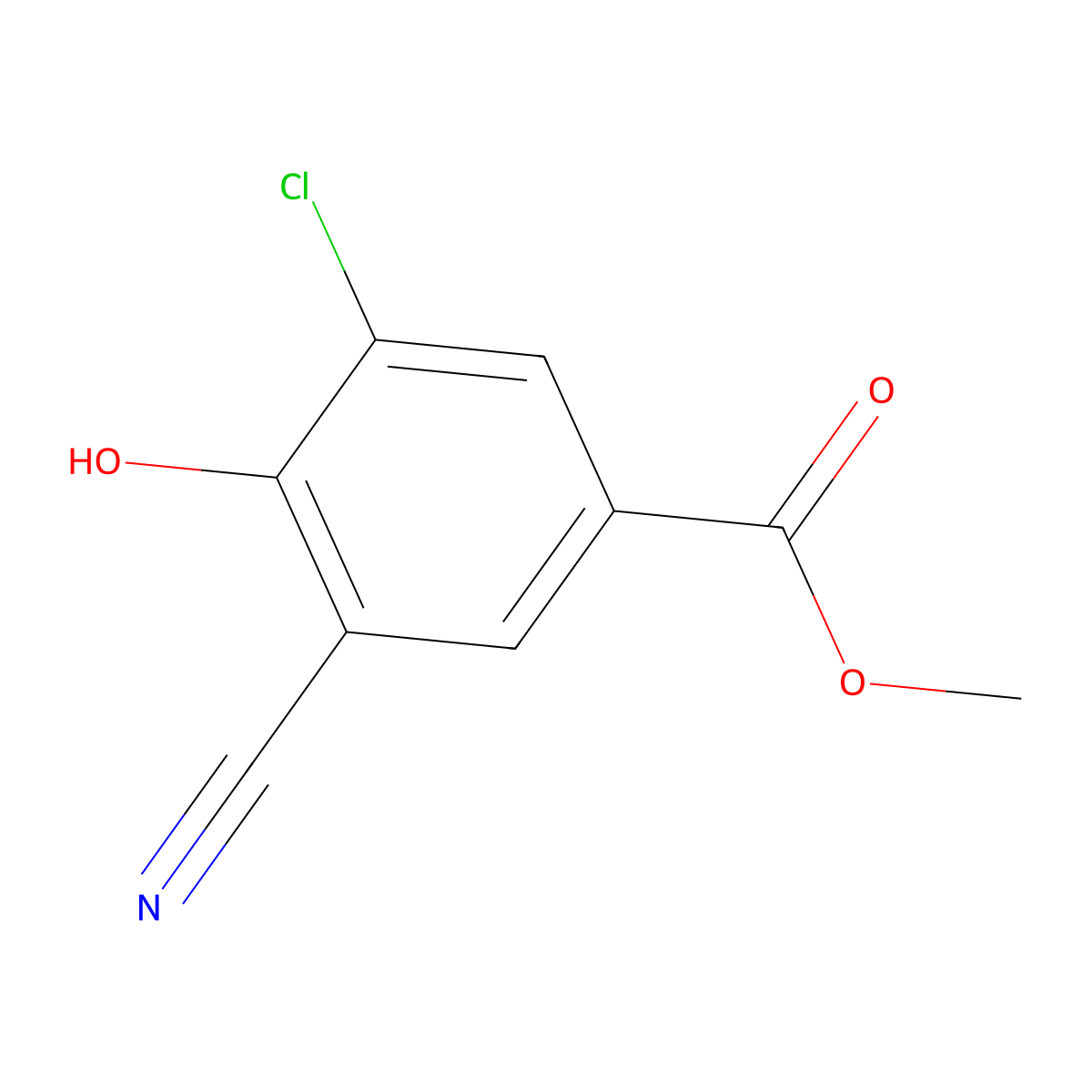 Methyl 3-chloro-5-cyano-4-hydroxybenzoate molecular structure, CAS 1285573-82-1