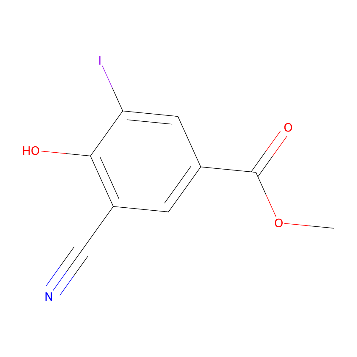 Methyl 3-cyano-4-hydroxy-5-iodobenzoate molecular structure, CAS 1285574-72-2