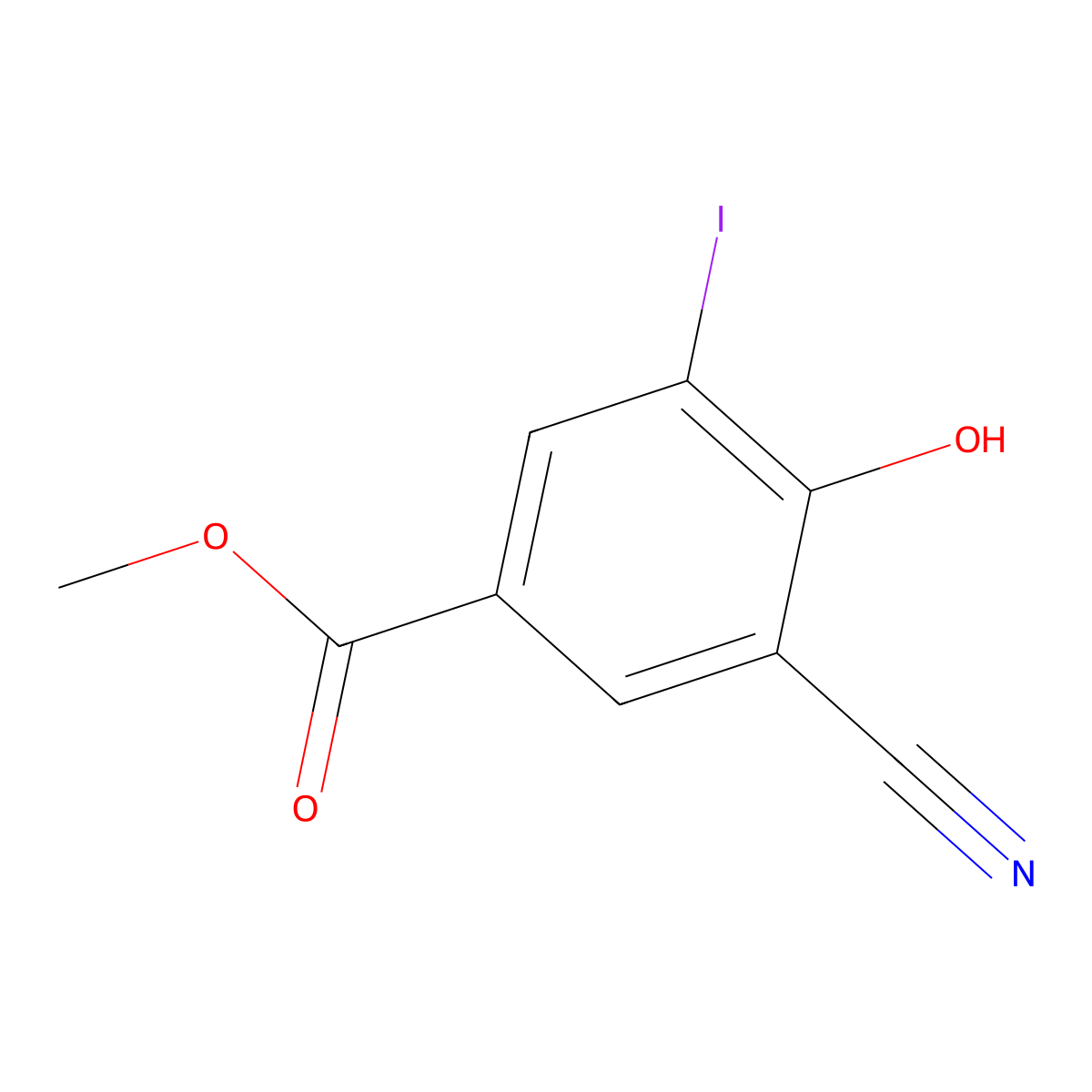 Methyl 3-cyano-4-hydroxy-5-iodobenzoate molecular structure, CAS 1285574-72-2