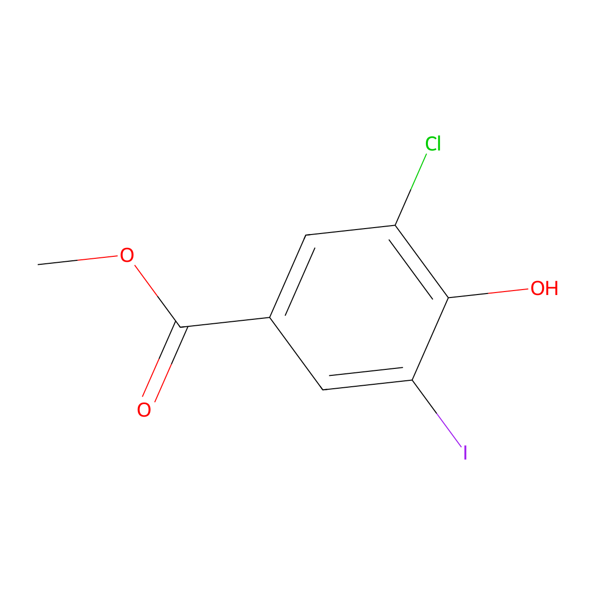 Methyl 3-chloro-4-hydroxy-5-iodobenzoate molecular structure, CAS 1285575-04-3