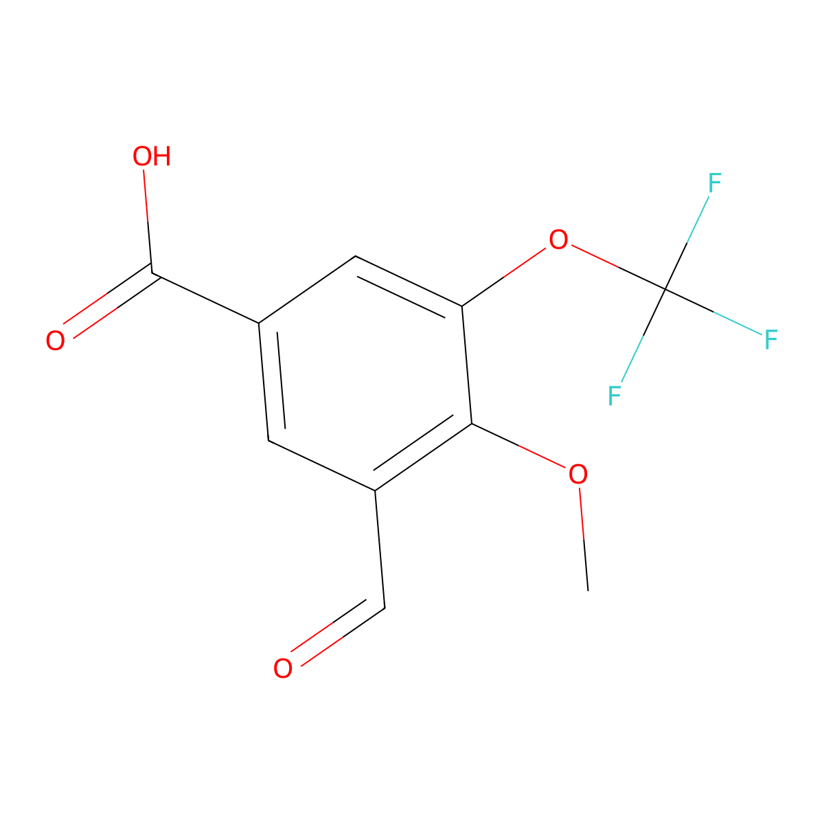 3-Formyl-4-methoxy-5-trifluoromethoxybenzoic acid molecular structure, CAS 1285576-08-0