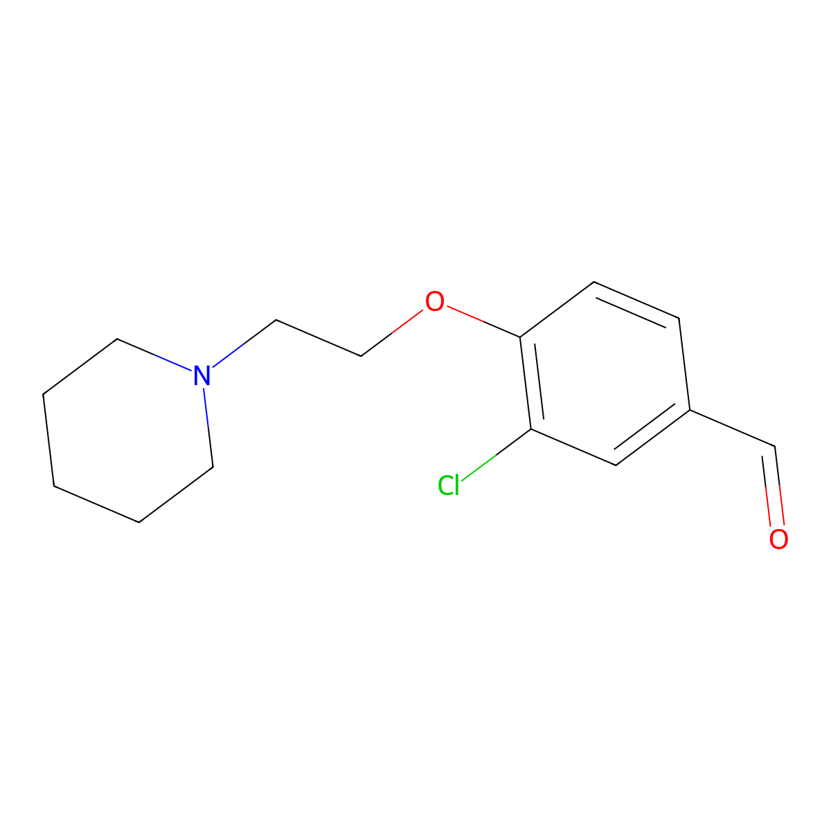 3-Chloro-4-[2-(piperidin-1-yl)ethoxy]benzaldehyde molecular structure, CAS 1285582-24-2