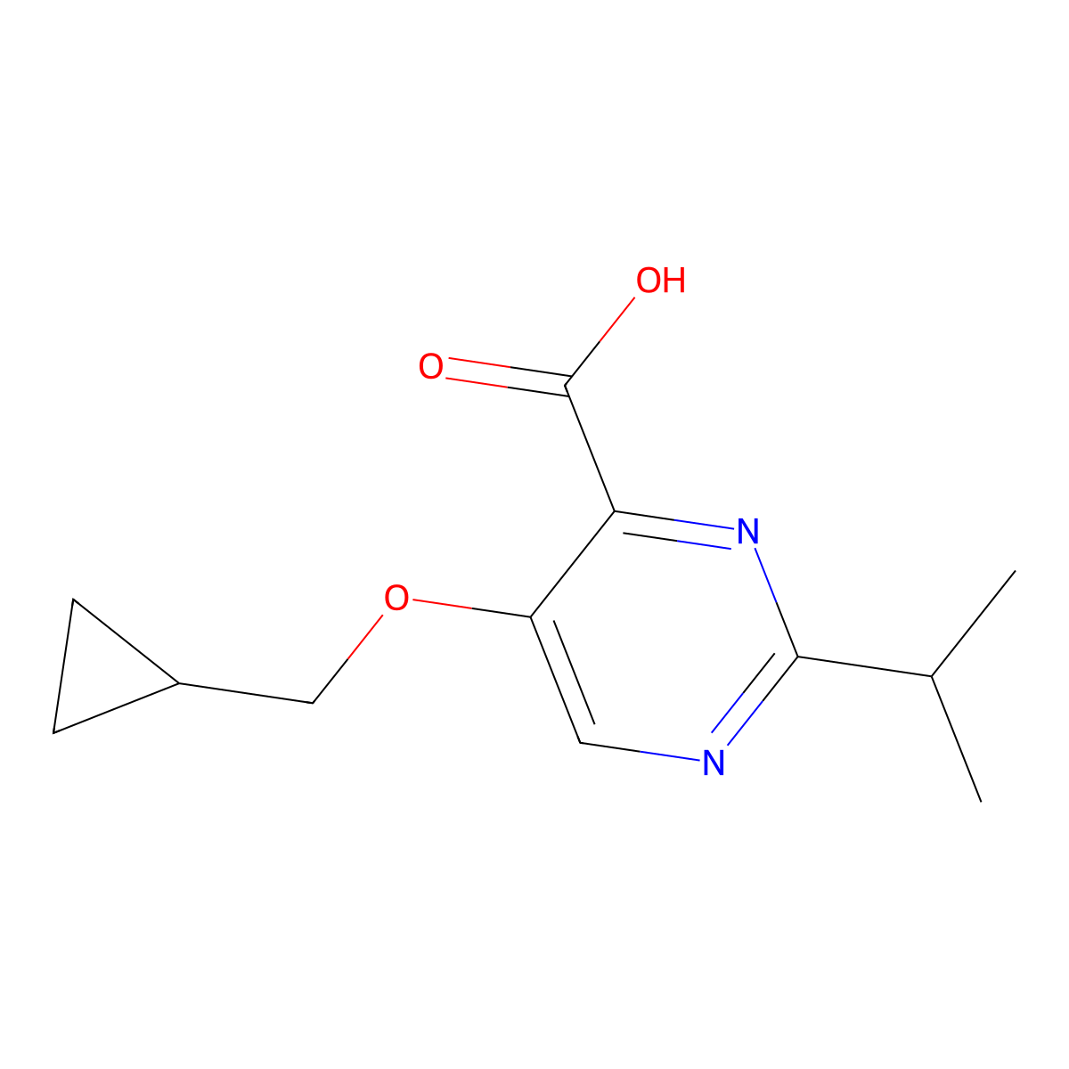 5-(Cyclopropylmethoxy)-2-(propan-2-yl)pyrimidine-4-carboxylic acid molecular structure, CAS 1285607-94-4