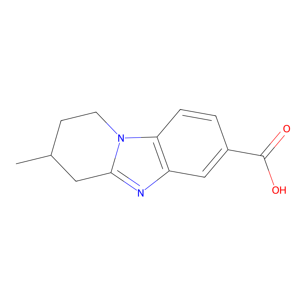 3-Methyl-1,2,3,4-tetrahydropyrido[1,2-a]benzimidazole-7-carboxylic acid molecular structure, CAS 1285615-35-1