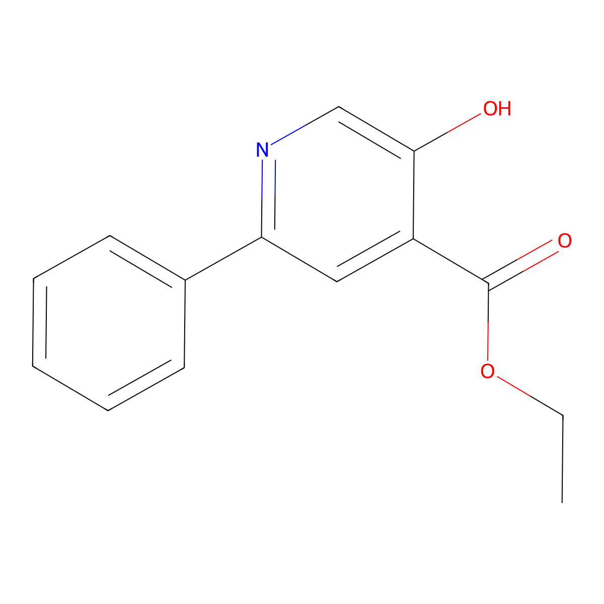 Ethyl 5-hydroxy-2-phenyl-4-pyridinecarboxylate molecular structure, CAS 1285621-46-6
