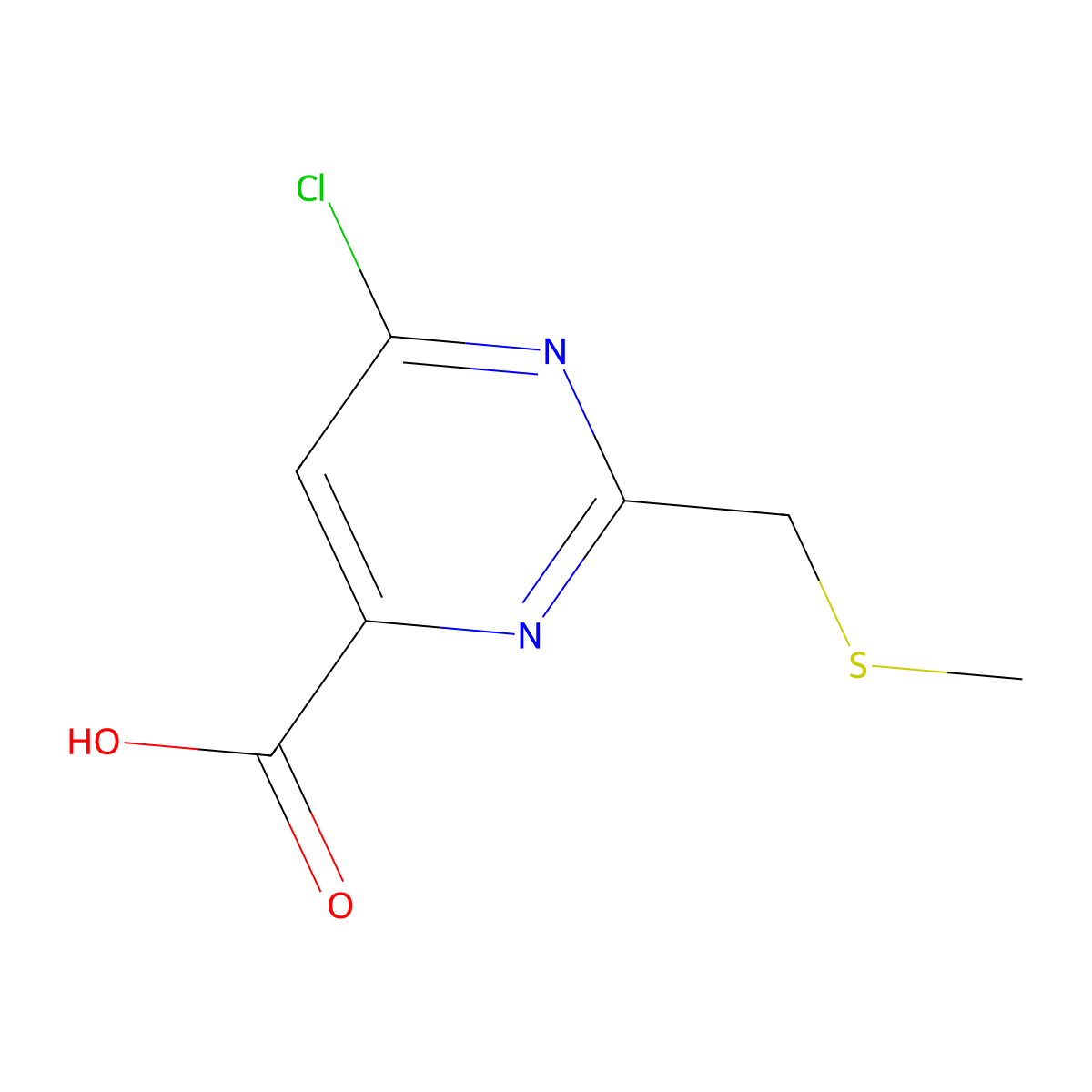 6-Chloro-2-[(methylsulfanyl)methyl]pyrimidine-4-carboxylic acid molecular structure, CAS 1285622-08-3