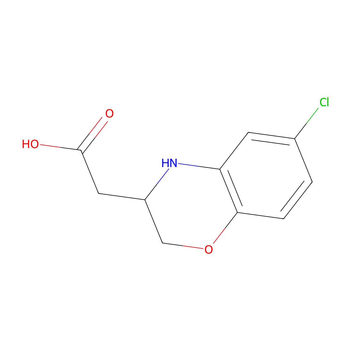 2-(6-chloro-3,4-dihydro-2H-benzo[b][1,4]oxazin-3-yl)acetic acid molecular structure, CAS 1285627-89-5