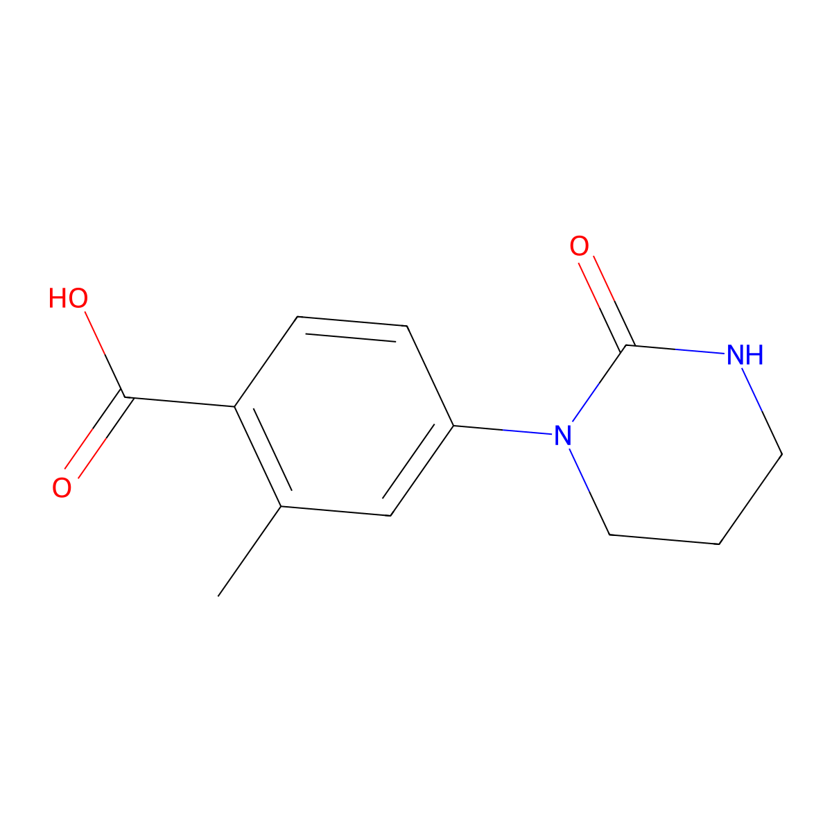 2-Methyl-4-(2-oxo-1,3-diazinan-1-yl)benzoic acid molecular structure, CAS 1285631-37-9