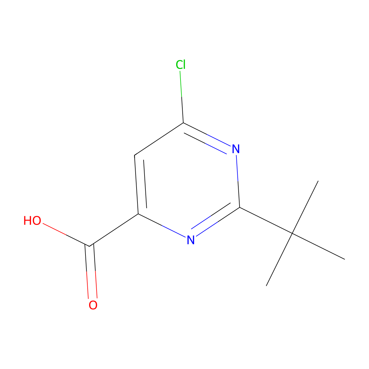 2-Tert-butyl-6-chloropyrimidine-4-carboxylic acid molecular structure, CAS 1285638-20-1