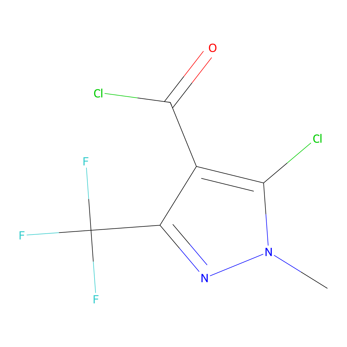 5-Chloro-1-methyl-3-(trifluoromethyl)-1H-pyrazole-4-carbonyl chloride molecular structure, CAS 128564-57-8