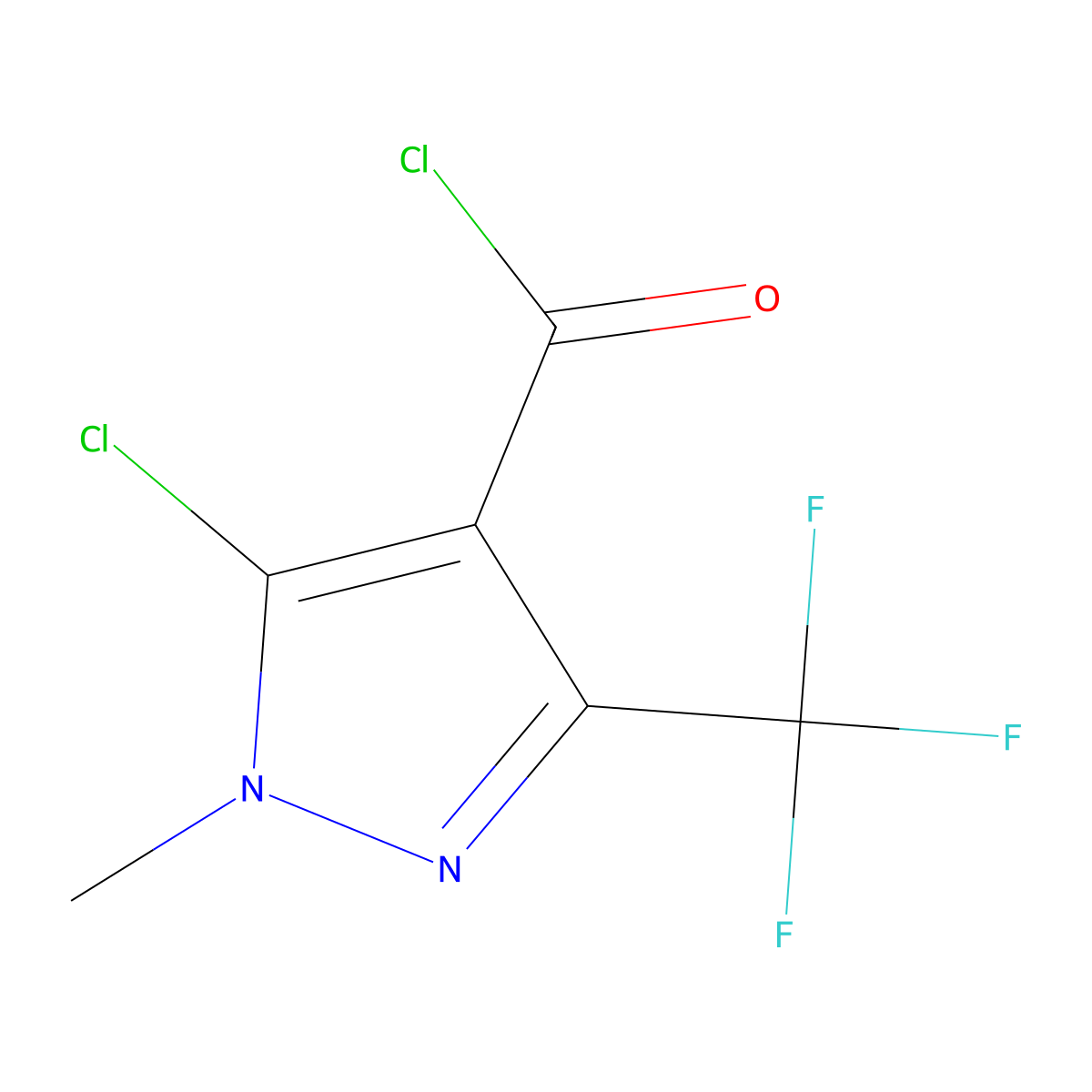 5-Chloro-1-methyl-3-(trifluoromethyl)-1H-pyrazole-4-carbonyl chloride molecular structure, CAS 128564-57-8