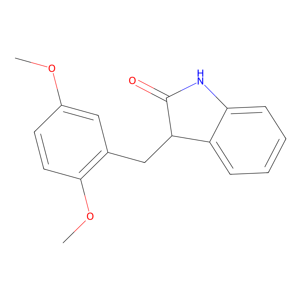 3-[(2,5-Dimethoxyphenyl)methyl]-1,3-dihydroindol-2-one molecular structure, CAS 128564-82-9