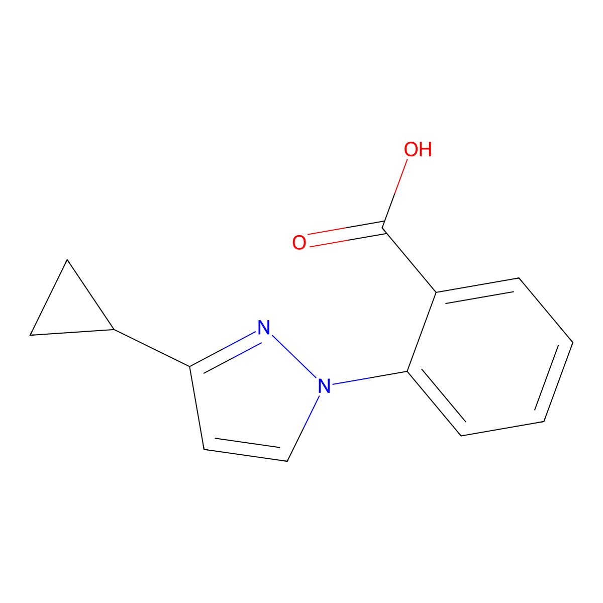 2-(3-cyclopropyl-1H-pyrazol-1-yl)benzoic acid molecular structure, CAS 1285666-91-2