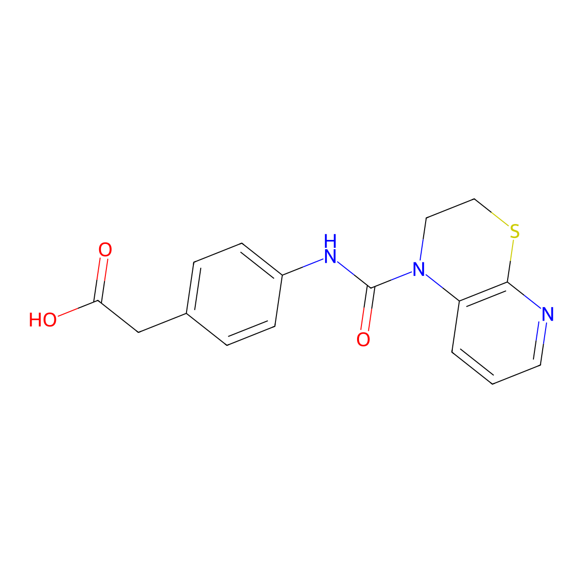 {4-[(2,3-dihydro-1H-pyrido[2,3-b][1,4]thiazin-1-ylcarbonyl)amino]phenyl}acetic acid molecular structure, CAS 1285688-07-4