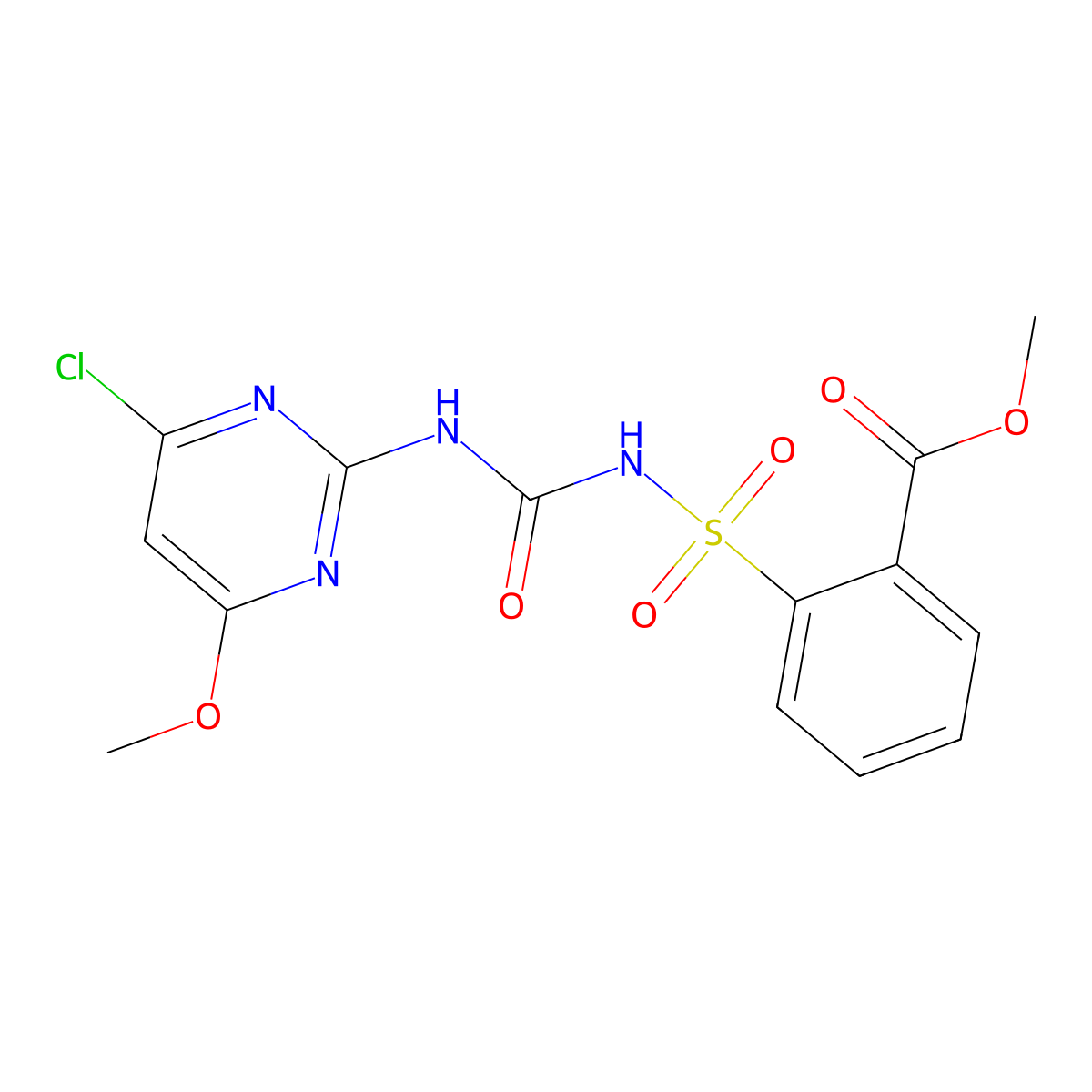 methyl 2-(N-(4-chloro-6-methoxypyrimidin-2-ylcarbamoyl)sulfamoyl)benzoate molecular structure, CAS 128569-20-0