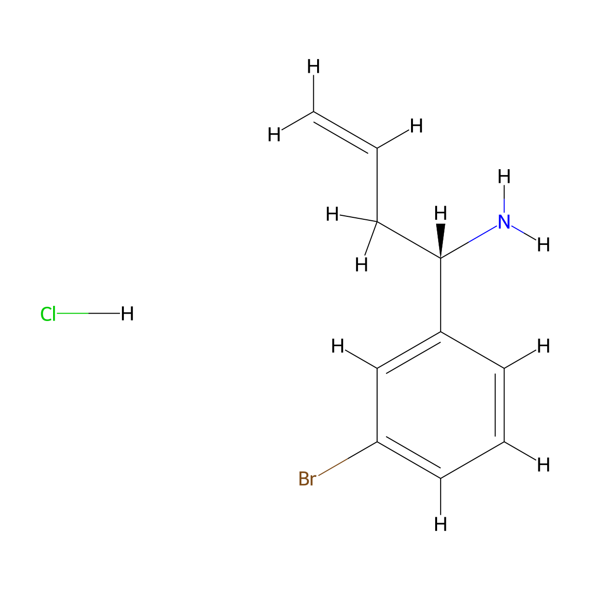 (S)-1-(3-Bromophenyl)but-3-enylamine HCl molecular structure, CAS 1285696-18-5