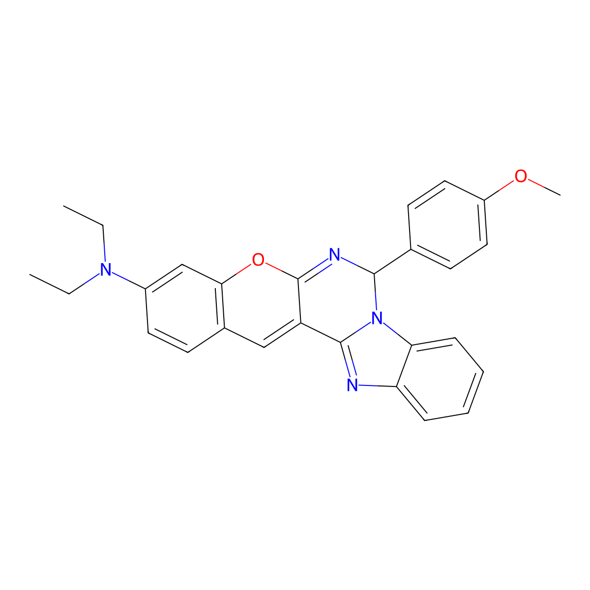 N,N-diethyl-7-(4-methoxyphenyl)-7H-benzo[4,5]imidazo[1,2-c]chromeno[3,2-e]pyrimidin-3-amine molecular structure, CAS 128586-13-0