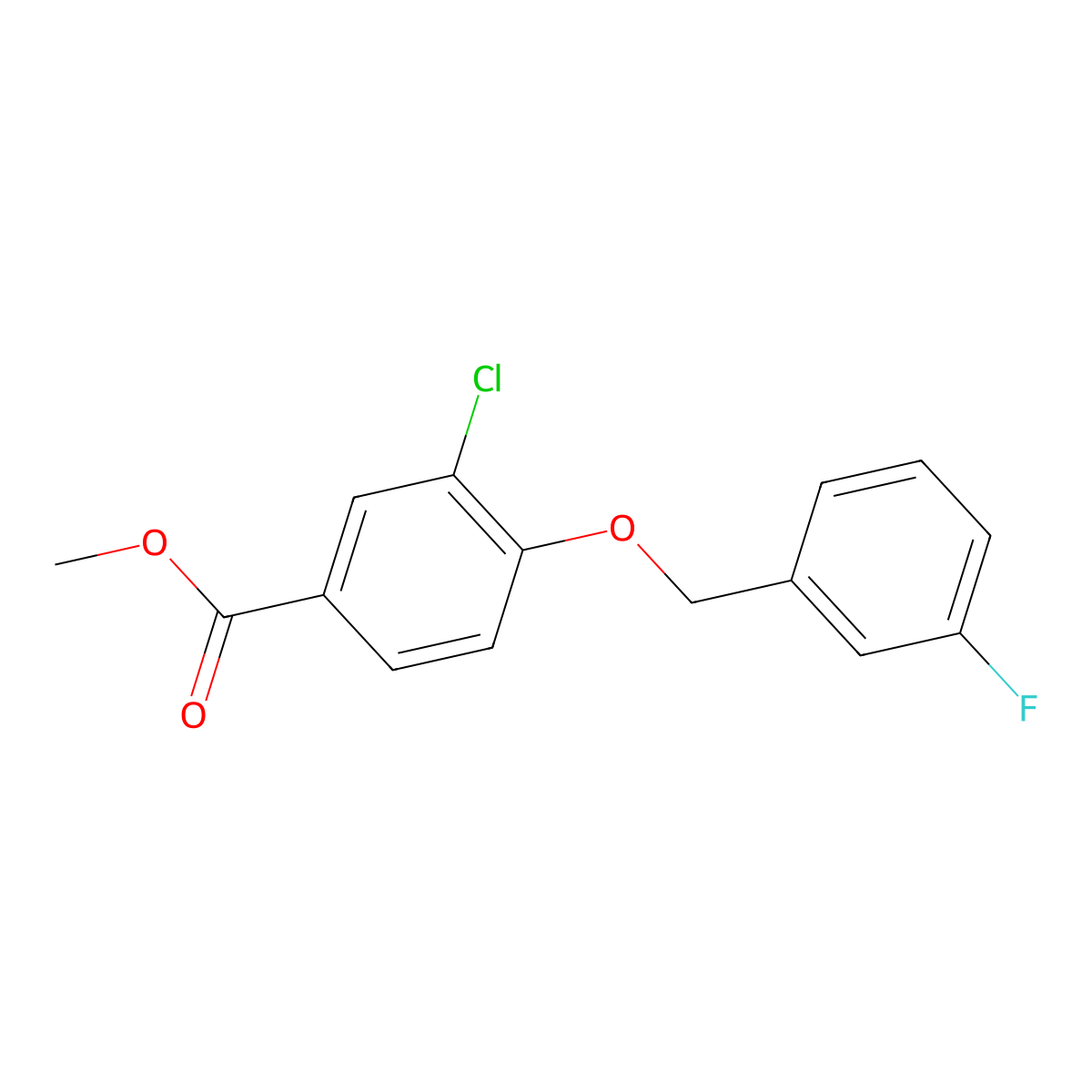 Methyl 3-chloro-4-((3-fluorobenzyl)oxy)benzoate molecular structure, CAS 1285876-83-6