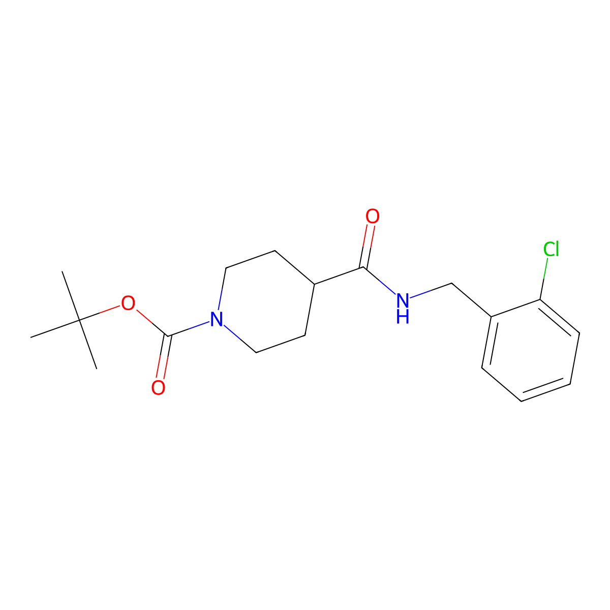 tert-Butyl 4-((2-chlorobenzyl)carbamoyl)piperidine-1-carboxylate molecular structure, CAS 1285883-95-5