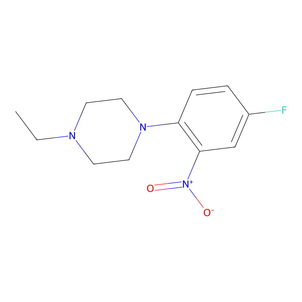 1-Ethyl-4-(4-fluoro-2-nitrophenyl)piperazine molecular structure, CAS 1285896-76-5