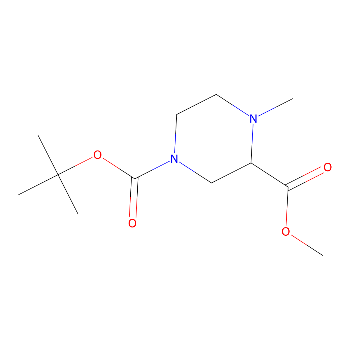 1-tert-Butyl 3-methyl 4-methylpiperazine-1,3-dicarboxylate molecular structure, CAS 1285898-99-8