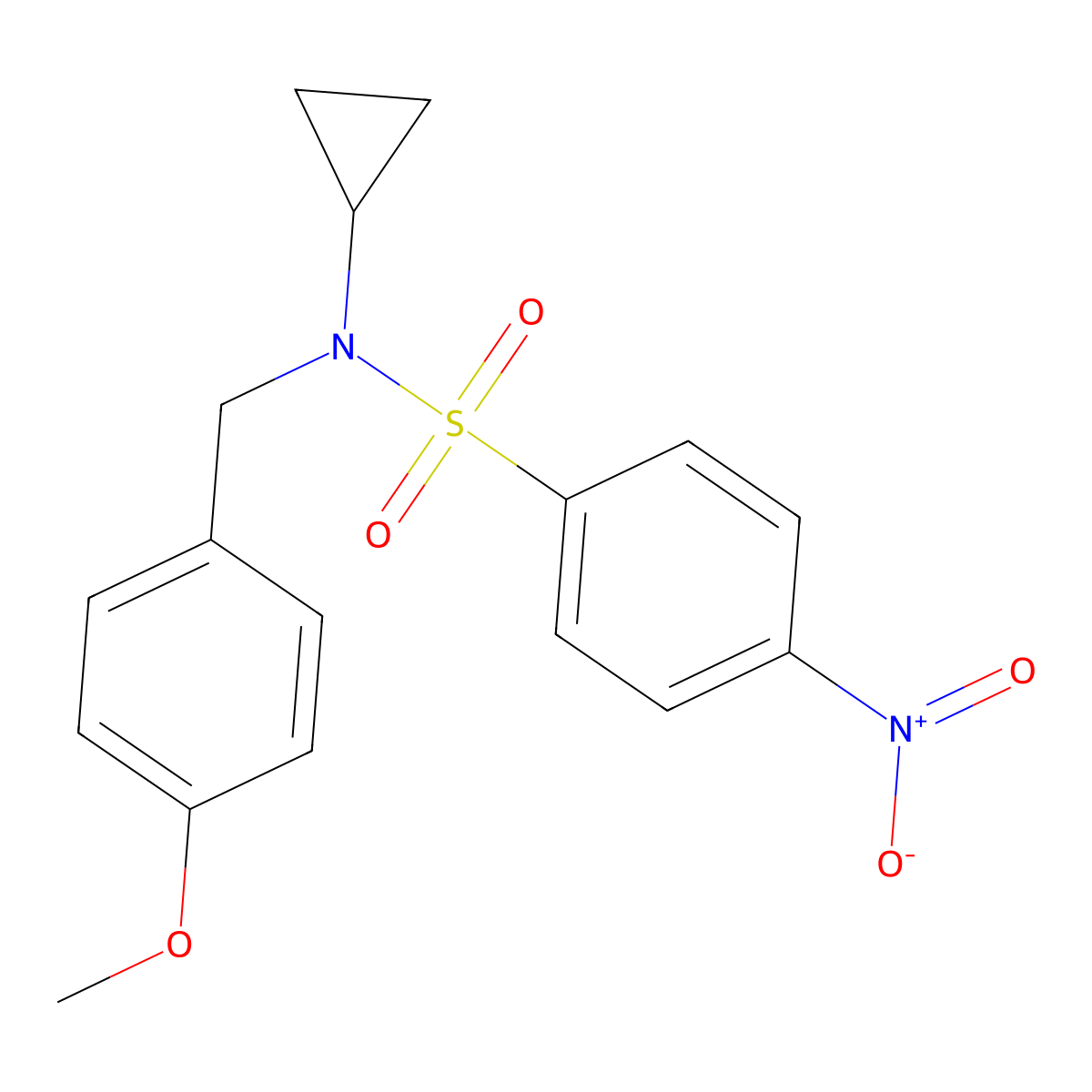 N-cyclopropyl-N-[(4-methoxyphenyl)methyl]-4-nitrobenzene-1-sulfonamide molecular structure, CAS 1285906-89-9