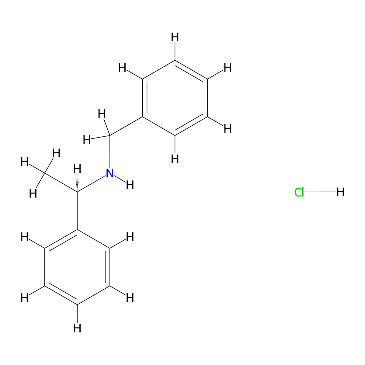 (R)-(+)-N-Benzyl-1-phenylethylamine hydrochloride molecular structure, CAS 128593-66-8