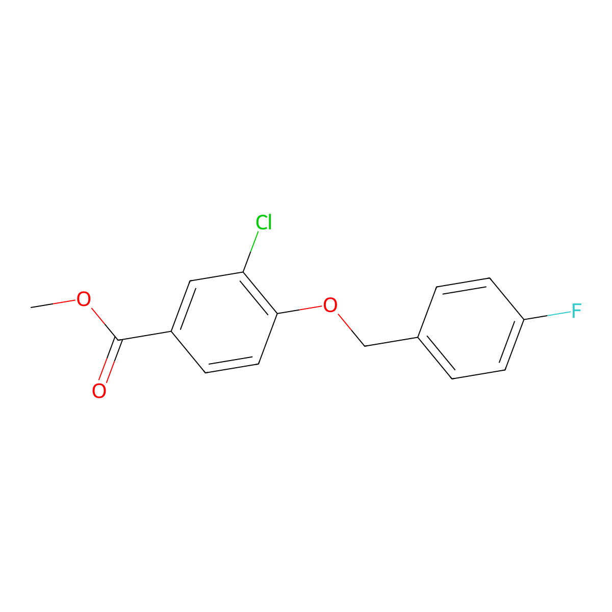Methyl 3-chloro-4-((4-fluorobenzyl)oxy)benzoate molecular structure, CAS 1285935-97-8