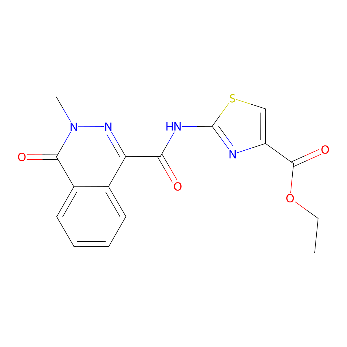 Ethyl 2-{[(3-methyl-4-oxo-3,4-dihydrophthalazin-1-yl)carbonyl]amino}-1,3-thiazole-4-carboxylate molecular structure, CAS 1285982-98-0